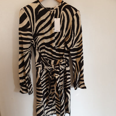 MNG Womens Black Zebra Print Dress Uk12****Ref V278