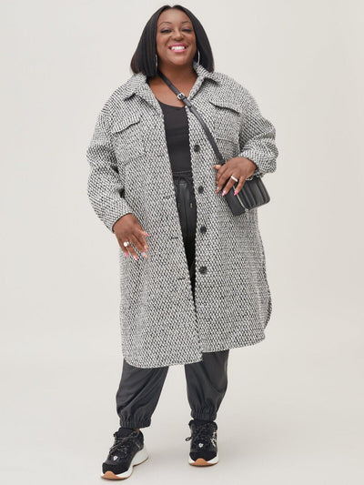 Judi Love Textured Longline Jacket - Grey. UK 14 **** Ref V530