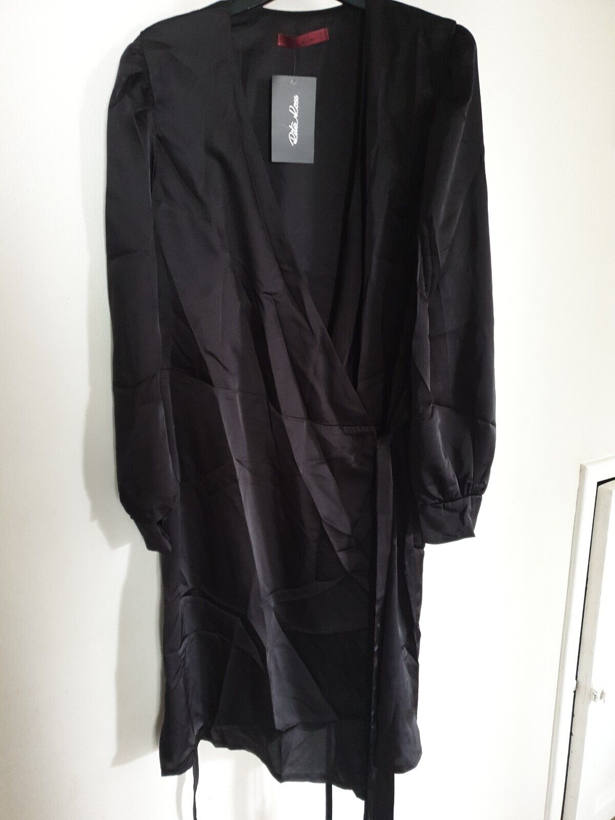 Rita Ross Black Tie-waist Wrap Dress Size S Ref Hv14