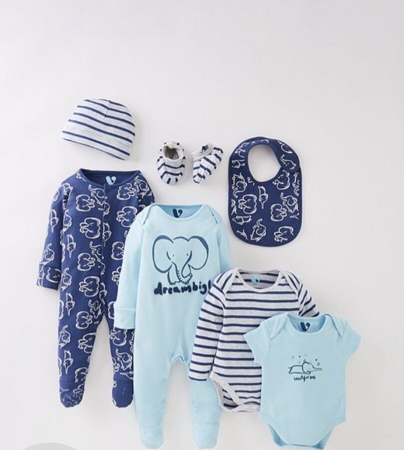 Baby Boys Elephant 7 Piece Starter Set. Size 12-18 Months **** V452