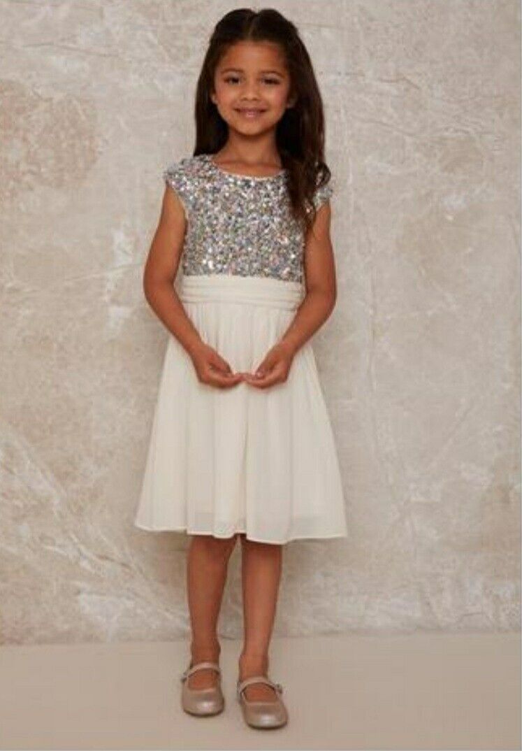 Chi Chi London Girls Asa Dress Ivory Size 8yrs****Ref V437