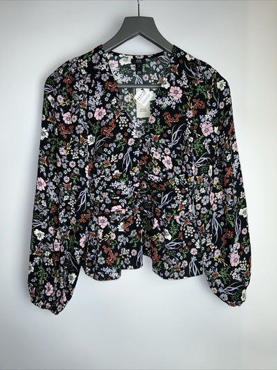 River Island Floral Blouse - Black. UK 8 **** Ref V78