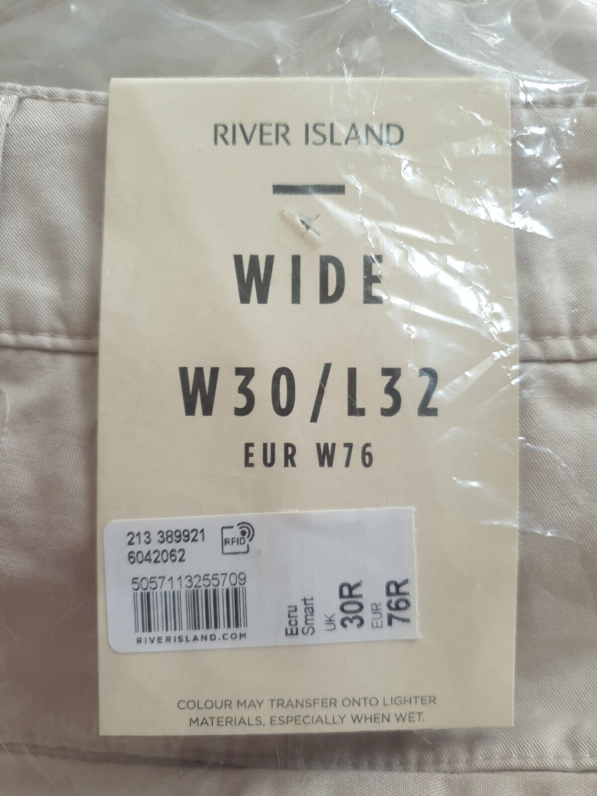 River Island Ecru Wide Trousers W30/L32