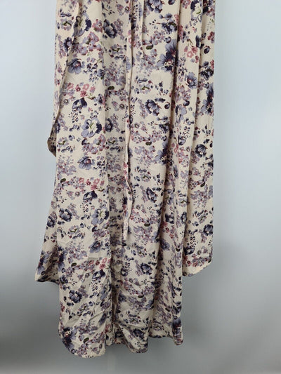 Missguided lilac floral print wrap high low midi dress dress Size 16 **** V551