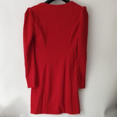 Chi Chi London Bodycon Party Dress Long Sleeve Red Uk12****Ref V39