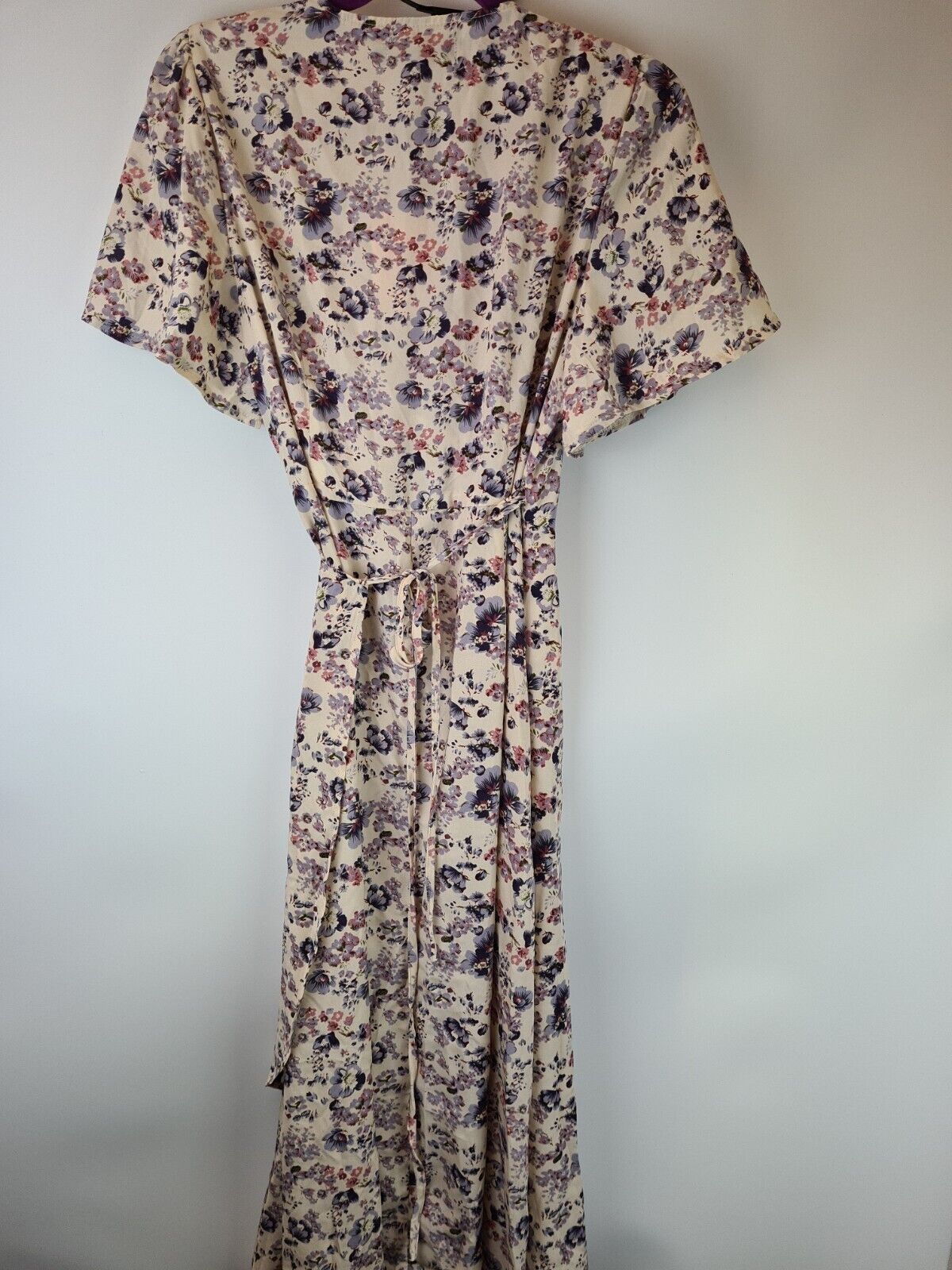 Missguided lilac floral print wrap high low midi dress dress Size 16 **** V551