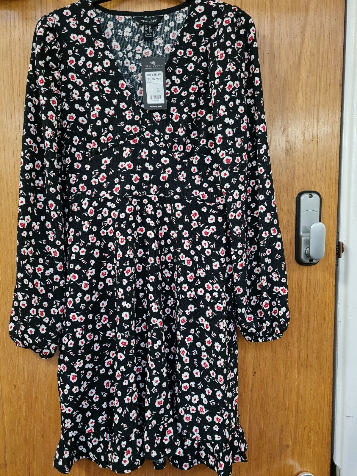 New Look Womans Dress Uk10 Black Floral RefY37