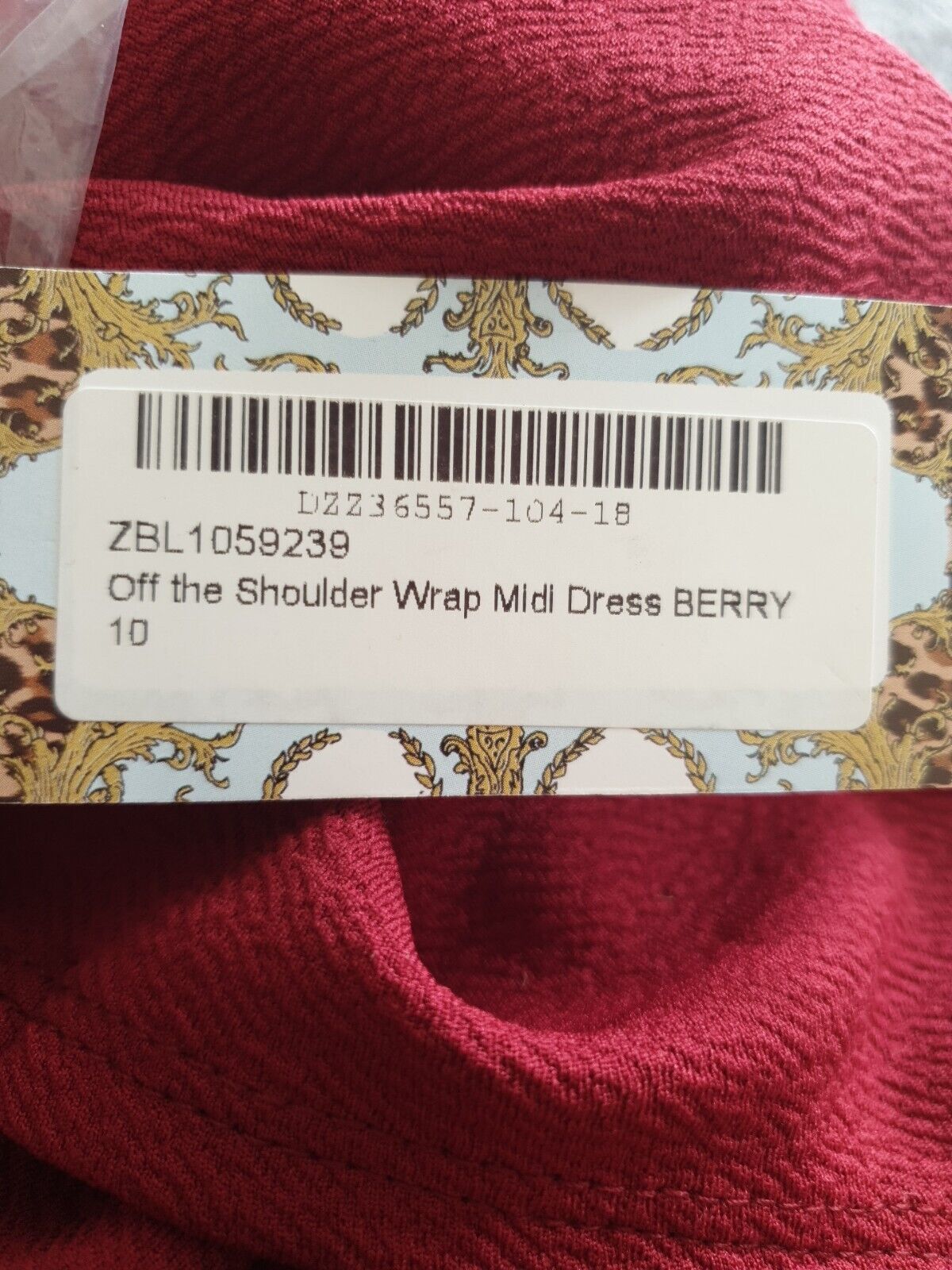 boohoo Off The Shoulder Wrap Midi Dress Berry Uk10****Ref V533