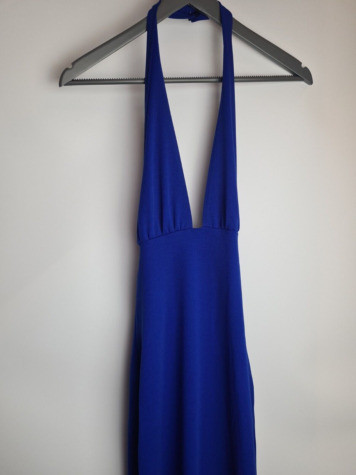 Missguided Crepe Blue Halterneck Maxi Dress Size 8 **** V61