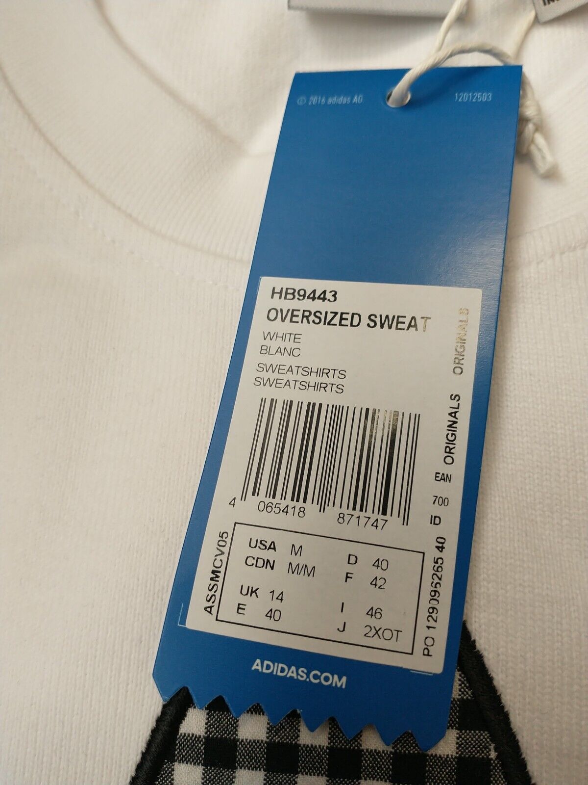 Adidas Ladies Oversized Sweatshirt White Size 14 BNWT ****V11