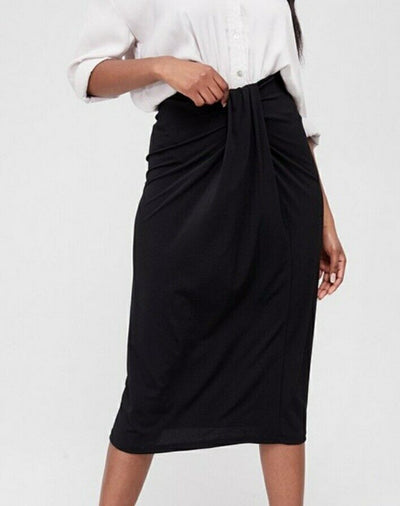 Knot Detail Midi Skirt Black Uk 18 ****Ref SW13