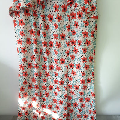 Chi Chi London Short Sleeve Floral Print Midi Day Dress Cream UK 8 **** V234