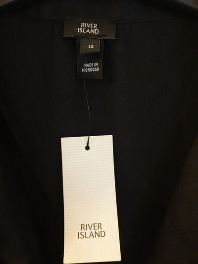 River Island Satin Long Sleeve Dress-Black. Uk12