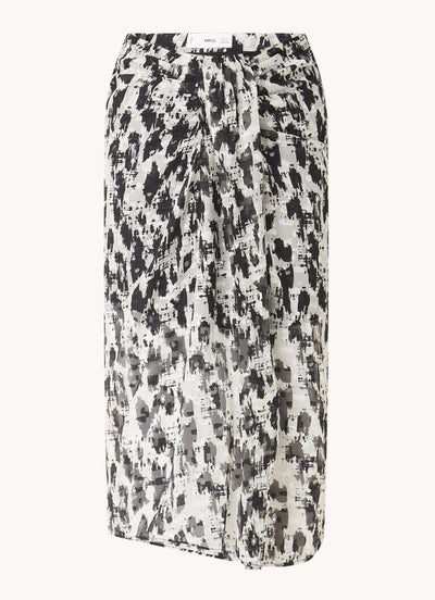 Mango Floc Black and White Printed Skirt Size Small ** V348