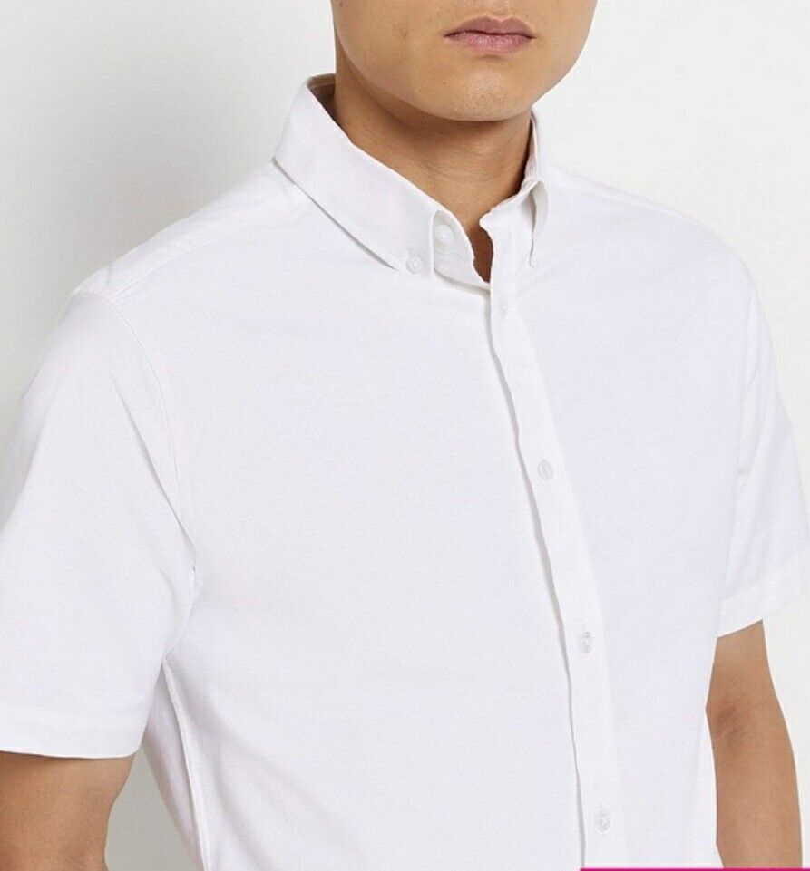 River Island Short Sleeve Oxford White Uk 2XL****Ref V550