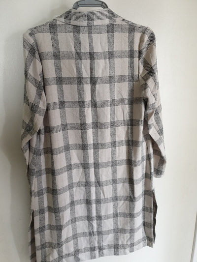 Lipsy Check Duster Jacket White Uk16 Ref Hv19