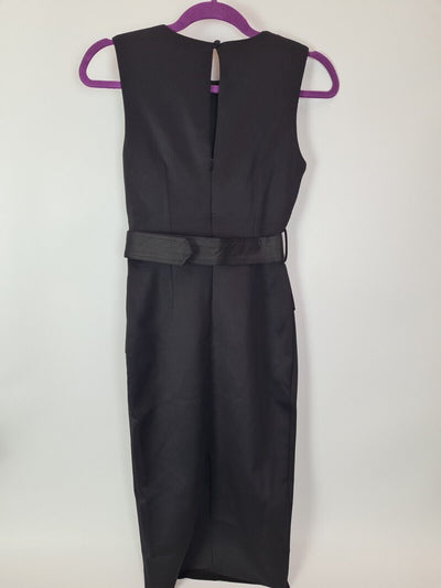 River Island Black Belted Bodycon Midi Dress Size UK 6 **** V369