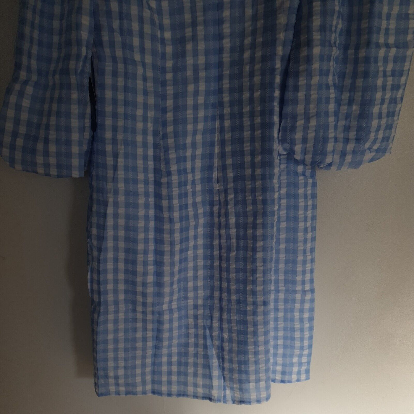 NA-KD Balloon Sleeve Mini Dress Blue Check Size 40****Ref V106