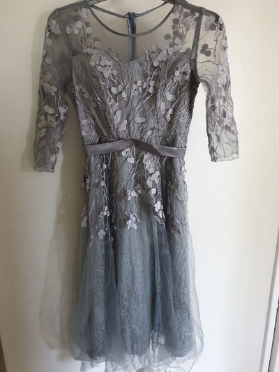 Lanelle Grey Embroidered Midi Dress Size S Ref Hv13