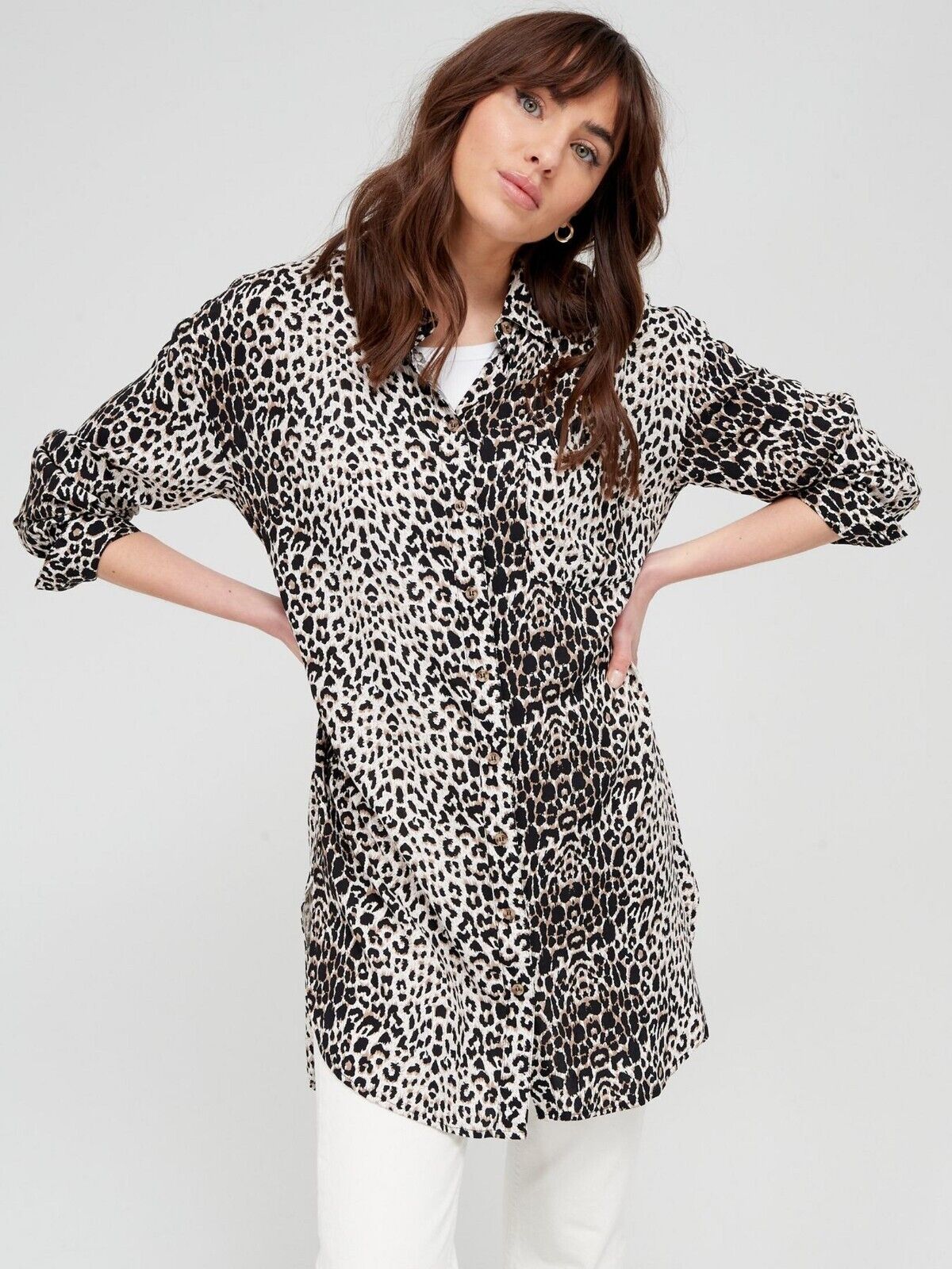 Womens Longline Shirt - Leopard Print. UK 14 **** SW20