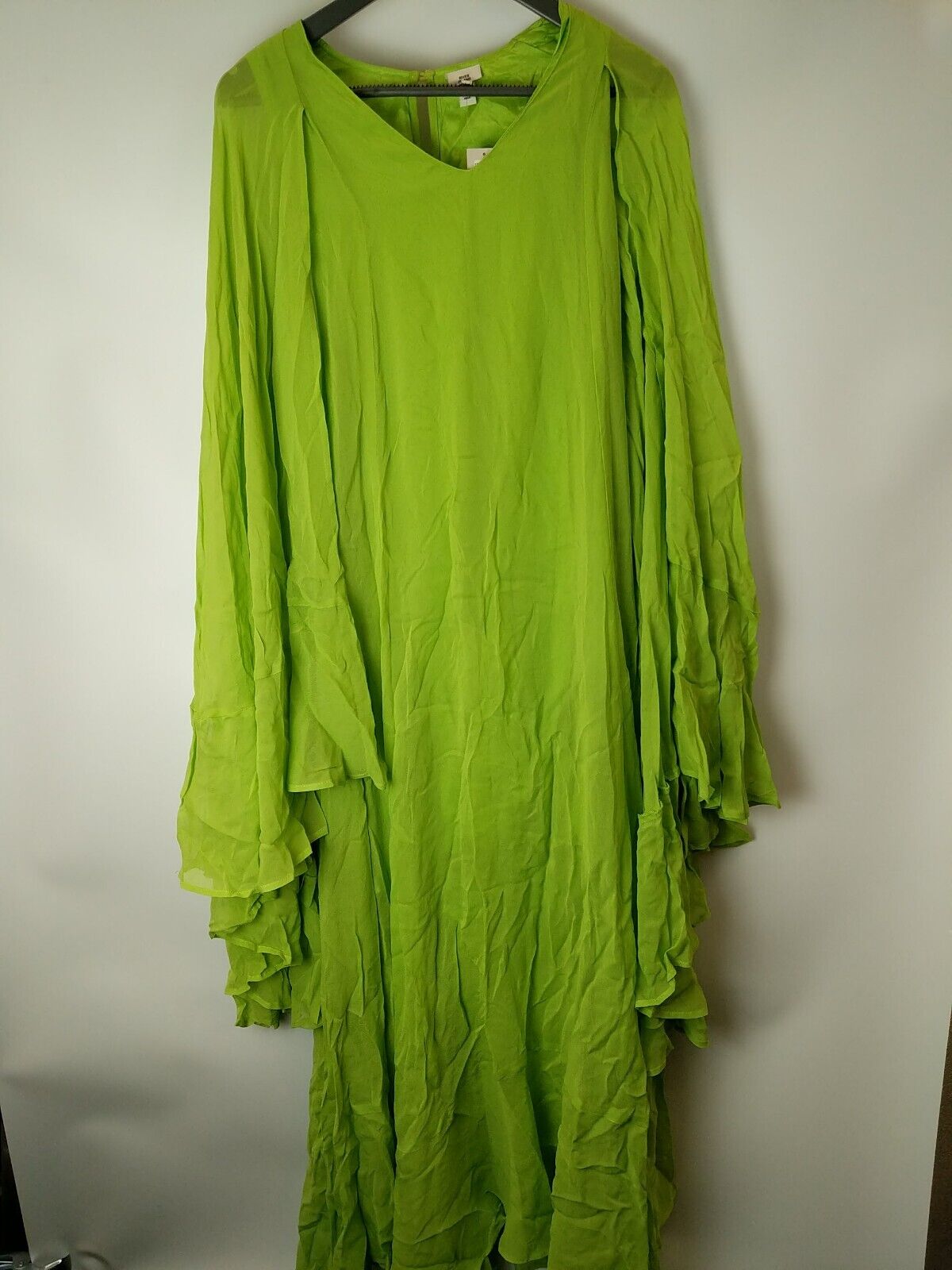 River Island Floaty Cliffron Frill Lime Maxi Dress Size 6 **** V87