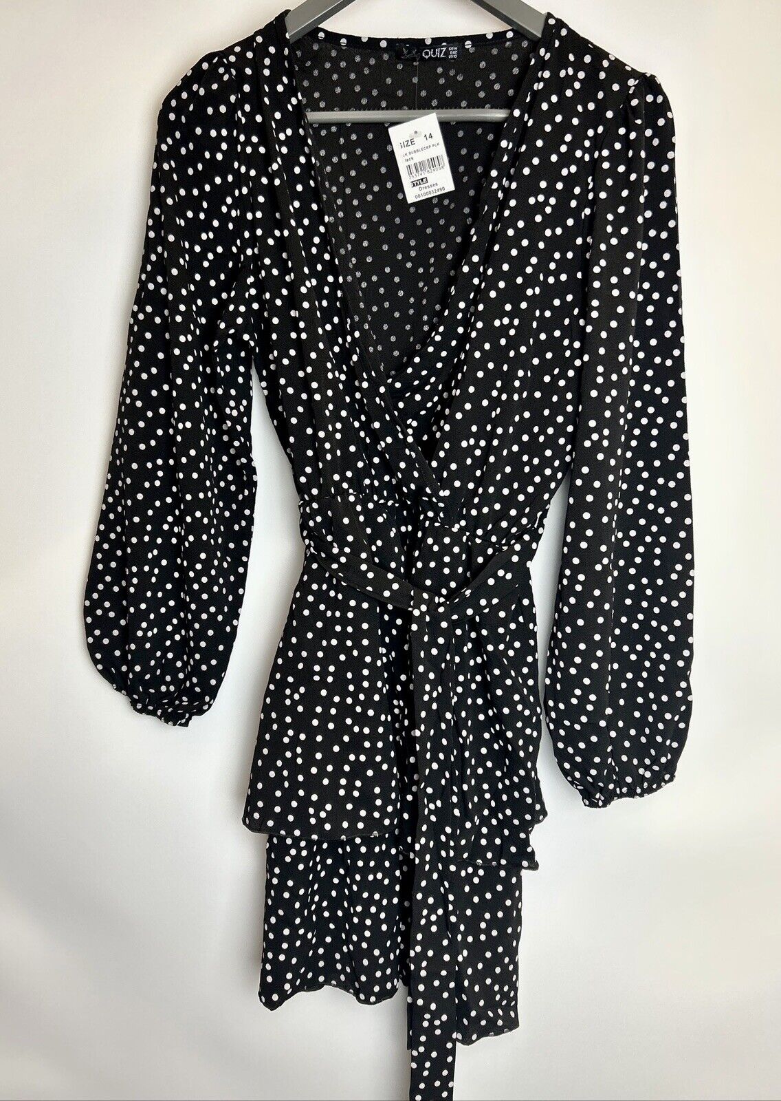 Quiz Polka Dot Wrap Dress - Black. UK 14 **** Ref V41