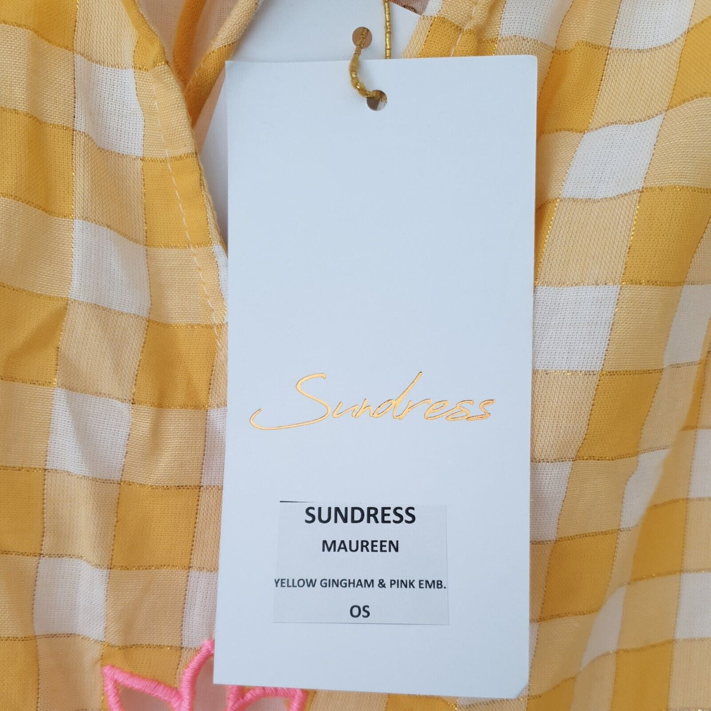 Sundress Maureen Yellow Gingham & Pink One Size