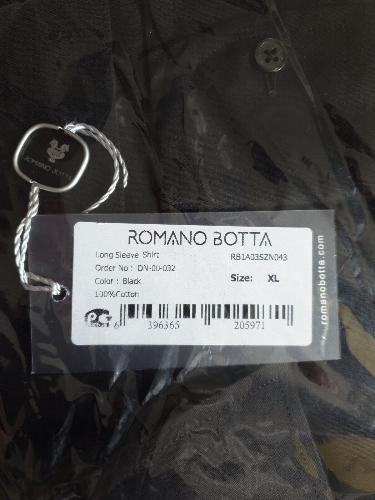 Romano Botta Long Sleeve Shirt Black Size XL Ref Dc1