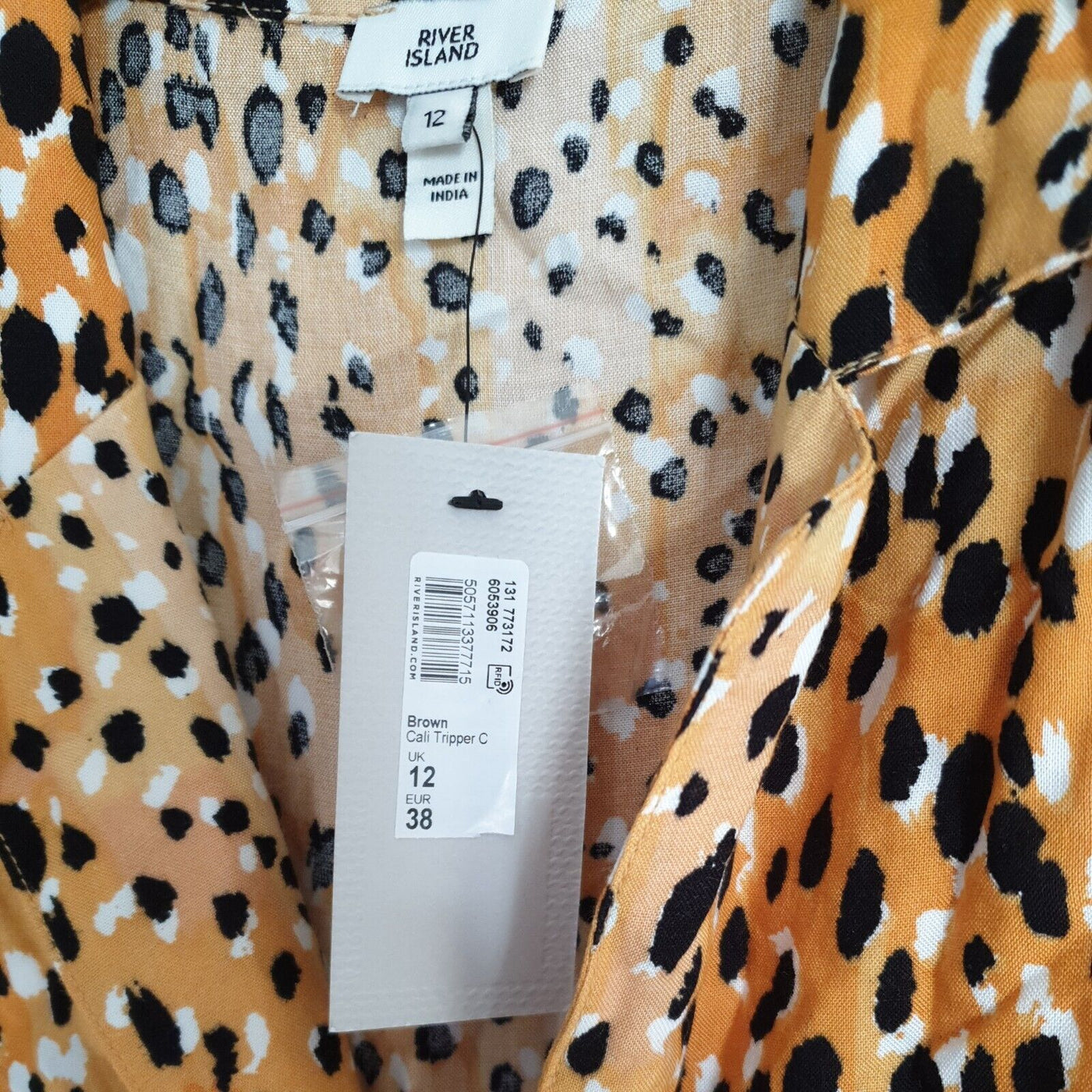 River Island Cali Tripper Animal Print Shirt playsuit Uk12****Ref V186