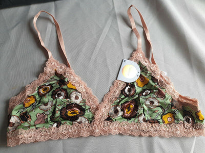 monki floral Print Bra With Lace Trim Green Size M  Ref Hv16