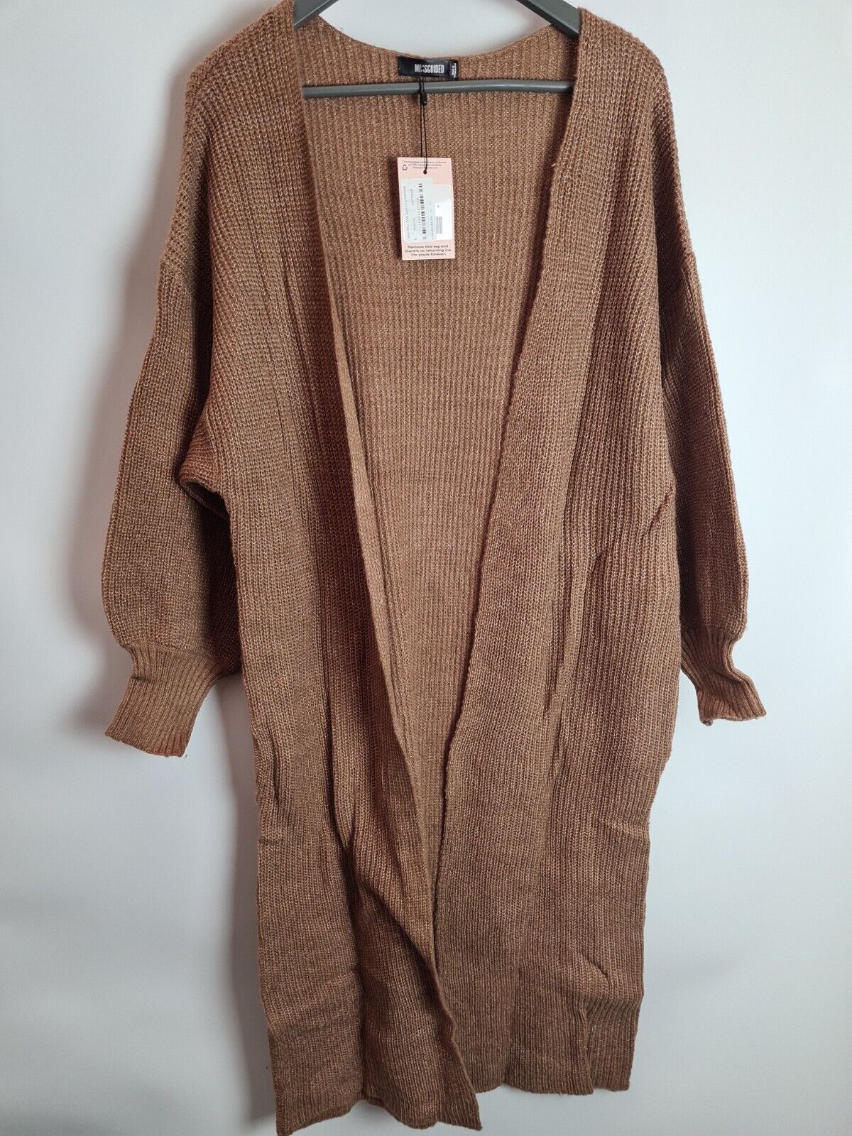 Missguided Maxi Balloon Sleeve Cardigan Mocha Size 6 **** V32