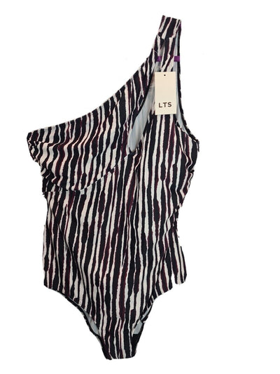 LTS Tall Black Stripe Print. Asymmetric. Cut Out Swimsuit. Size UK 16**** V353