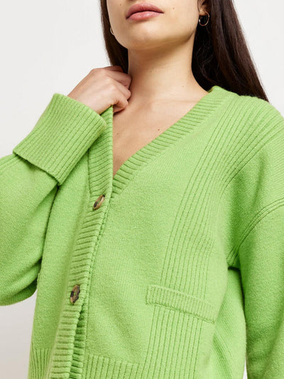 River Island Boxy Rib Mix Green Cardigan - Green Size XS *** V373