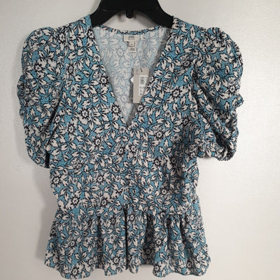 River Island Petite Blue Garden Party Top Uk 4 ****Ref V219