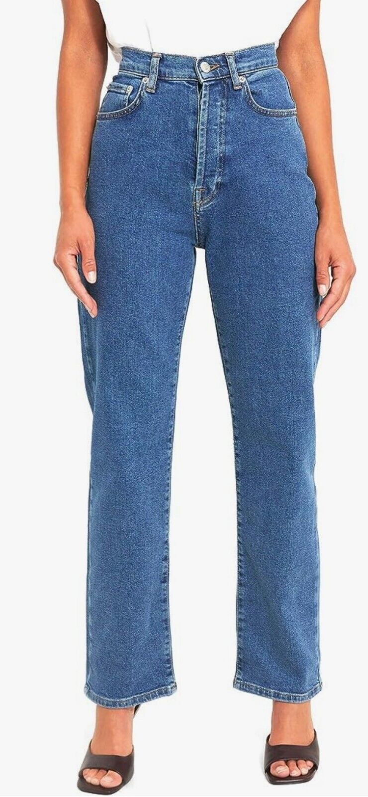 na-kd Straight Leg High Waisted Jeans Mid Blue Size 10****Ref V539