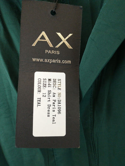 AX Paris Teal Midi Shirt Dress Size 12 ****Ref V64