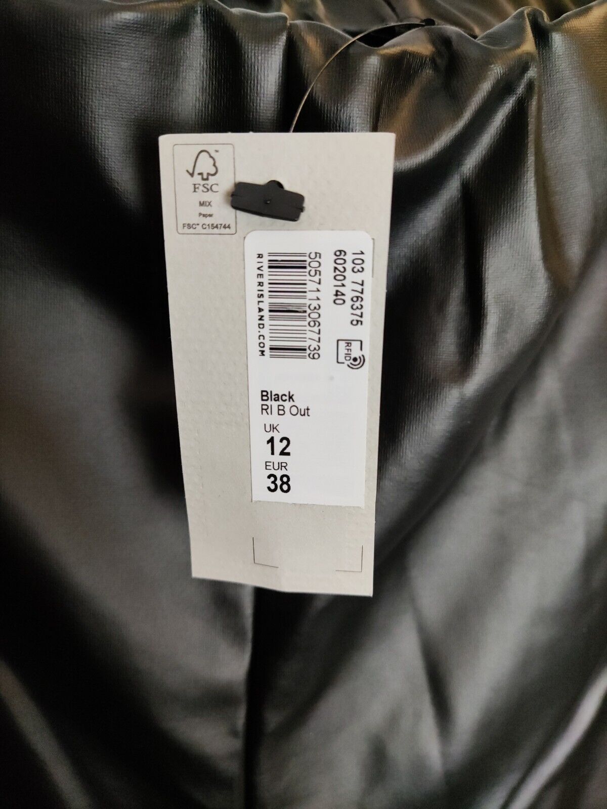 River Island PVC Leggings. Black. UK 12. ****V28