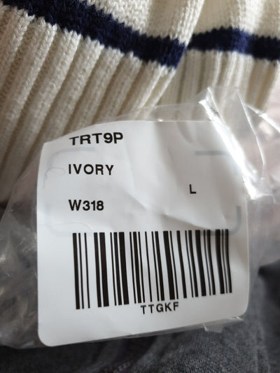 Knitted Stripe Henley Jumper Ivory UkL****Ref V410