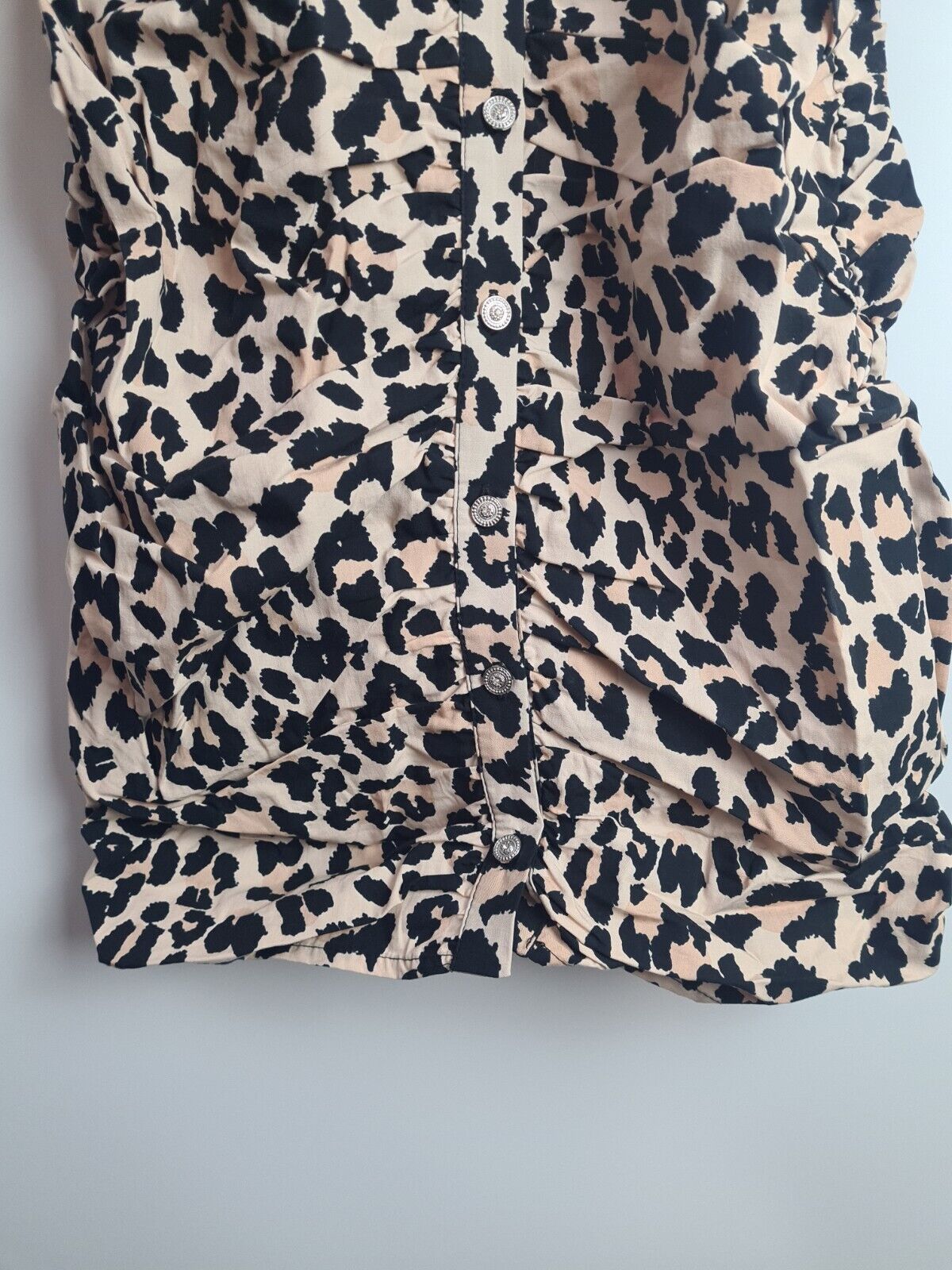 River Island Brown Animal Print Ruched Mini Dress Size 10 **** V310