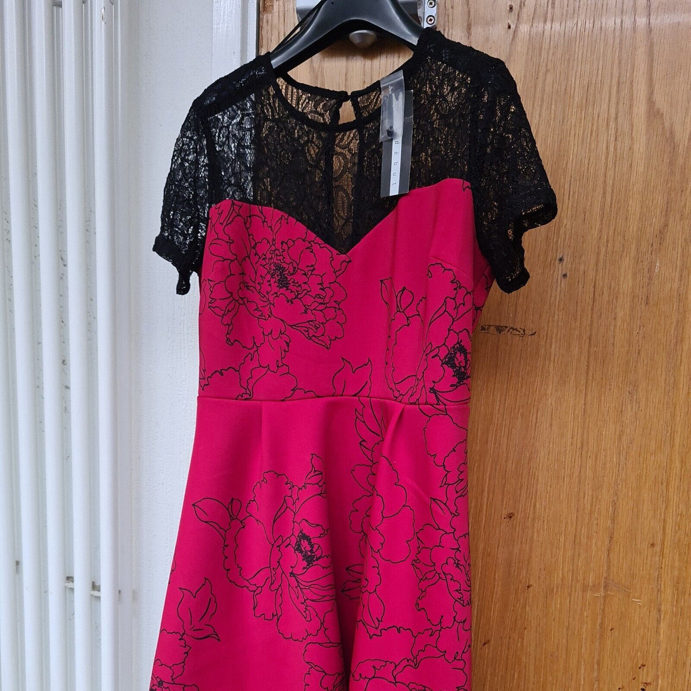 Debenhams Debut Lace Scuba Peony Dress Red Size 12 BNWT Ref HU4