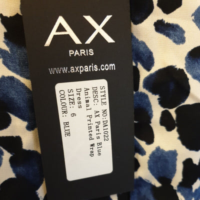 AX Paris Blue Animal Printed Wrap Dress Uk6****Ref V525
