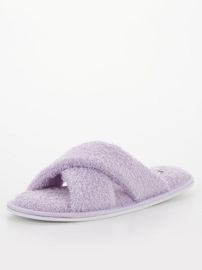 Waverly Cross Strap Towelling Lilac Slippers Size M (5-6) **** SW14