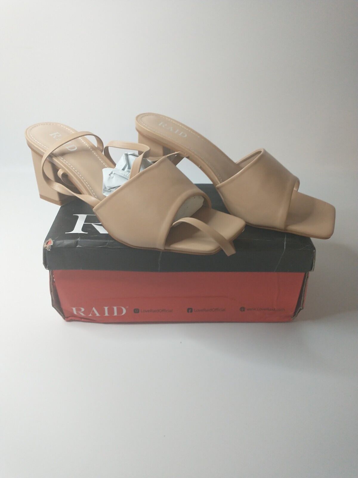 Raid Tie Ankle Mid Heeled Sandals - Camel. UK 6 **** Ref VS2