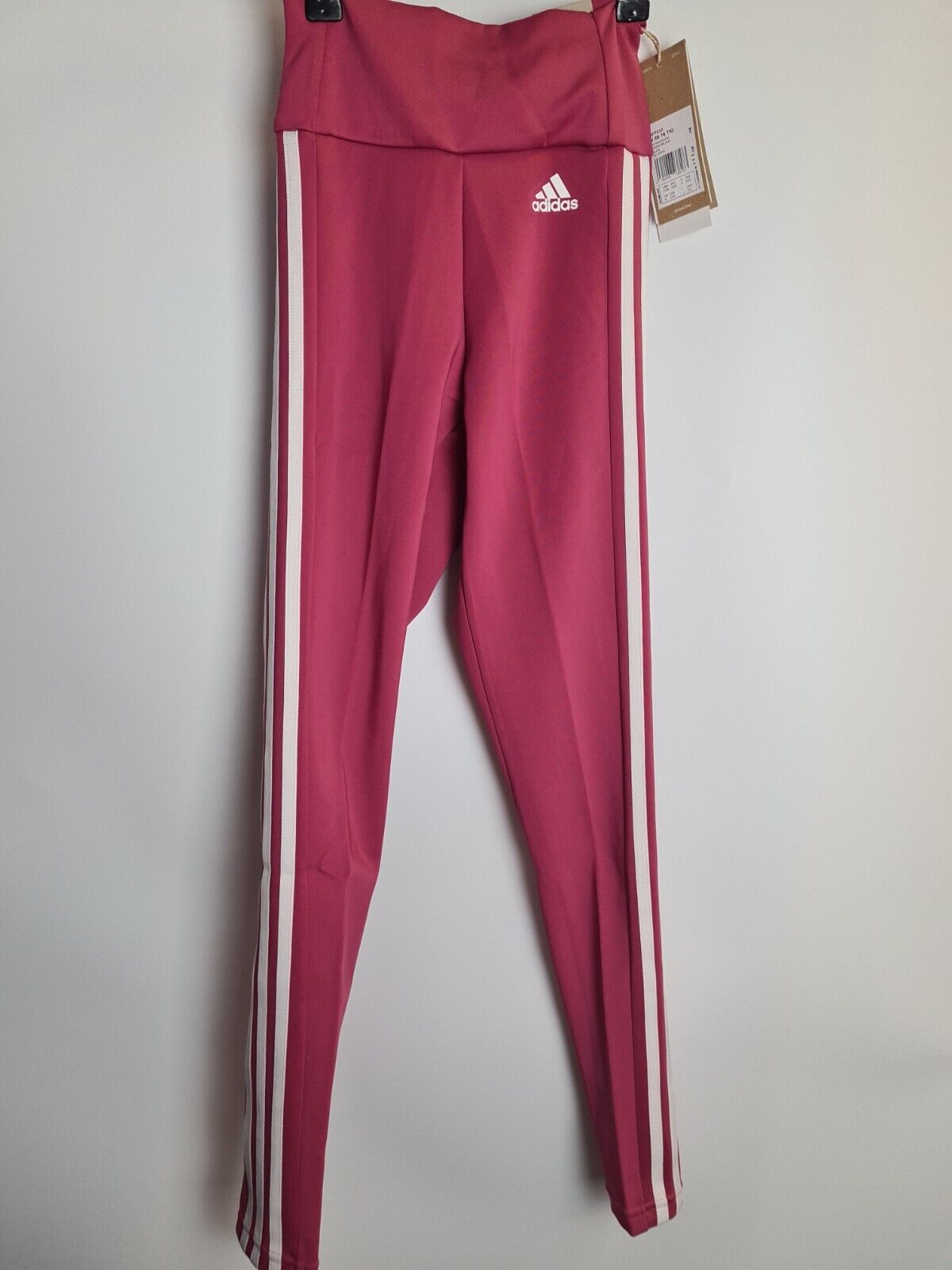 Adidas Pink 3 Stripes 7/8 Length High Rise Leggings Size 2XS **** V264