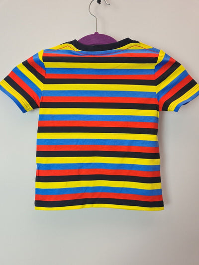 Marc Jacobs Boys Multi Coloured Striped Logo T-Shirt Size 4 Years **** V27