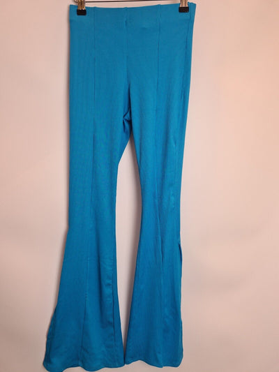 River Island Petite Bright Blue Flared Slit Trousers Size 10 **** V255