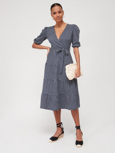 Womens Crinkle Tiered Wrap Midaxi Dress. UK 12 **** Ref V225