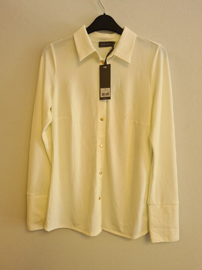 Mint Velvet Jersey Detail Cuff Shirt Cream Size S Ref****V506