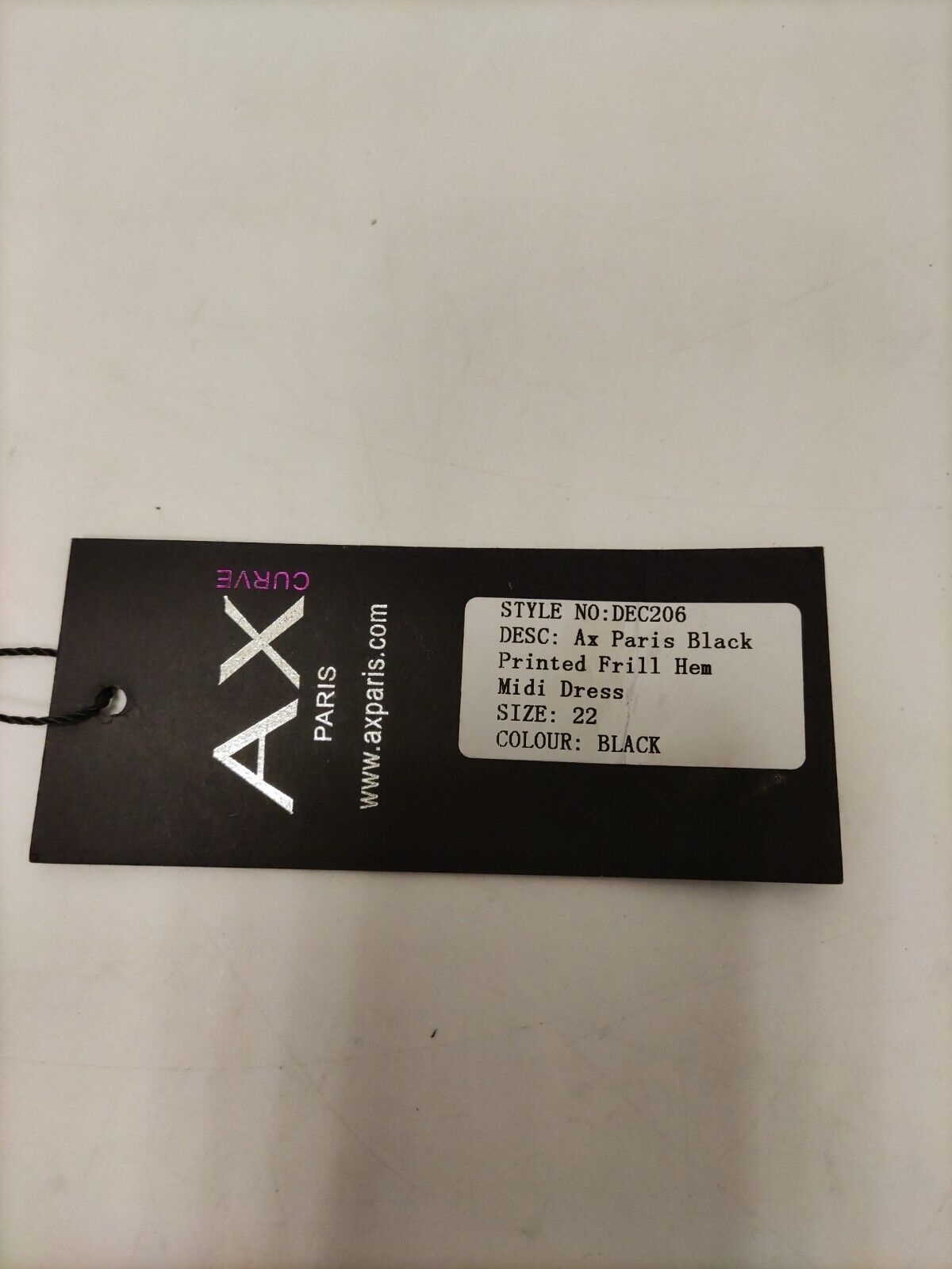 AX Paris Curve Black Printed Frill Hem Midi Dress Size 22 **** V28