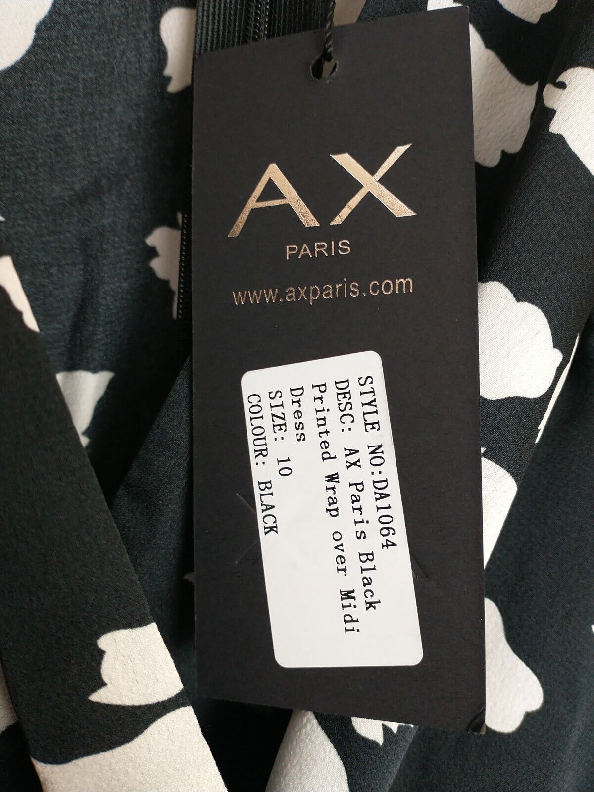 Ax Paris Black And White Printed Wrap Midi Dress Size 10 **** V35
